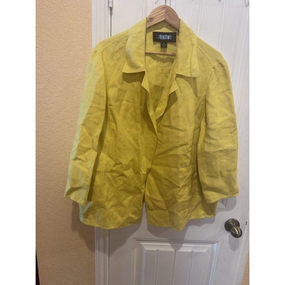 Linda Allard Ellen Tracy Yellow Linen Jacket size 18